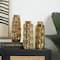 Gold Ceramic Dimensional Chevron Textured Vase with Varying Shapes Set